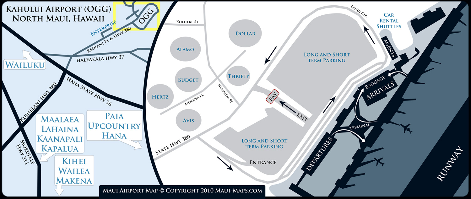 Maui Airport Map | Kahului Airport OGG Information, Local Tips