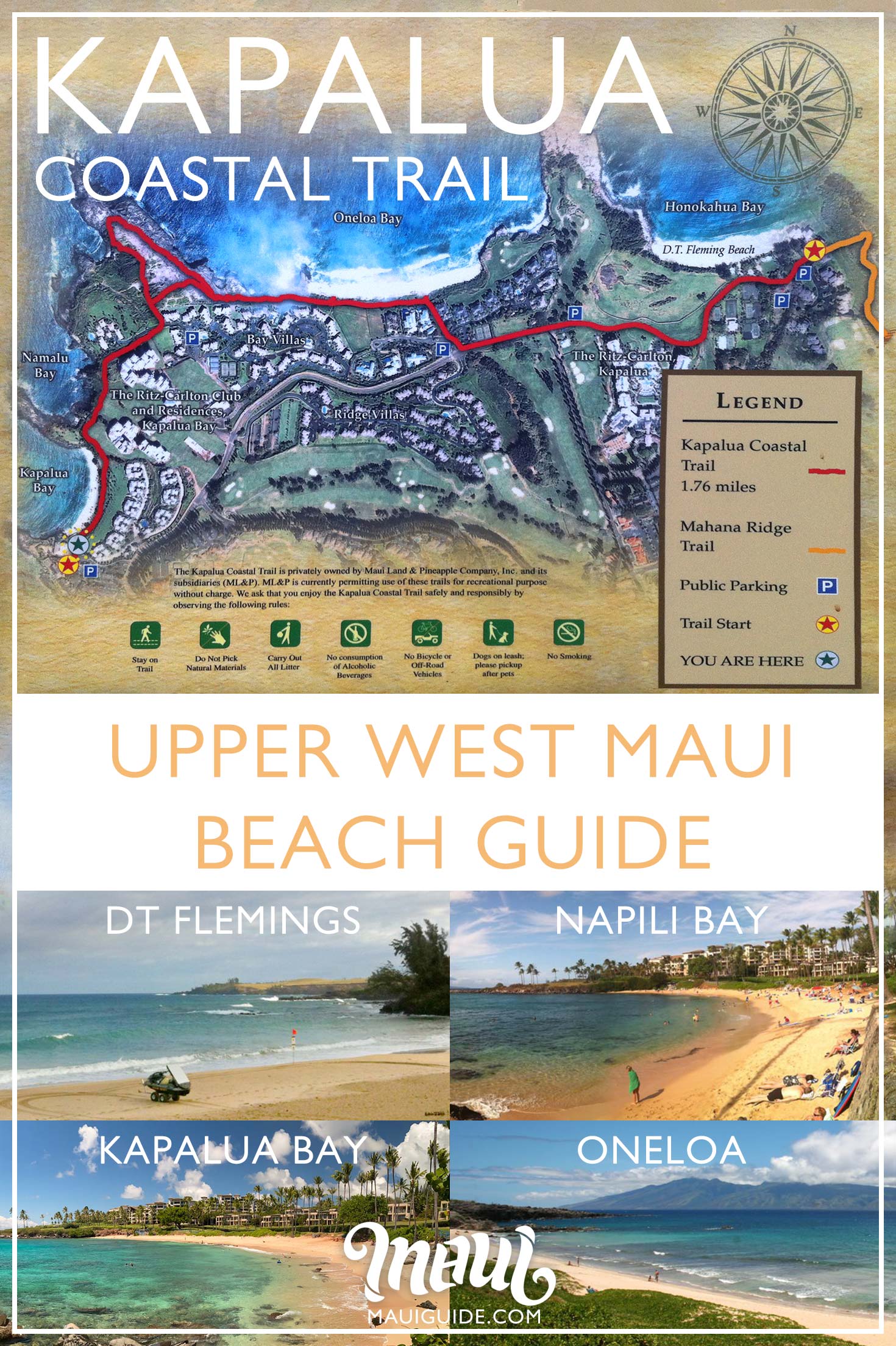 Kapalua Coastal Trail and west Maui beaches