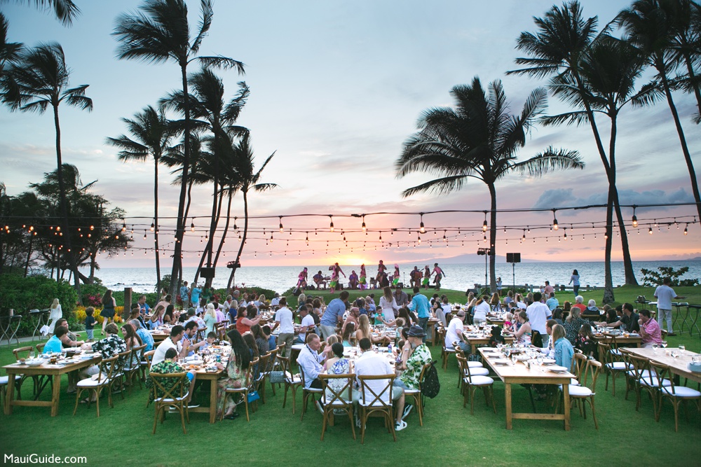 Oceanfront lawn and tables at Feast at Mōkapu Andaz Maui in 2019