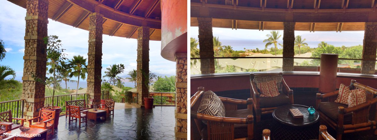 Open-air seating and ocean views at Hotel Wailea