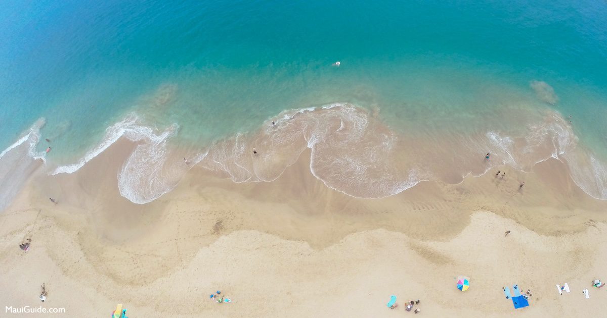 Aerial shoreline view of Kāʻanapali Beach on Maui