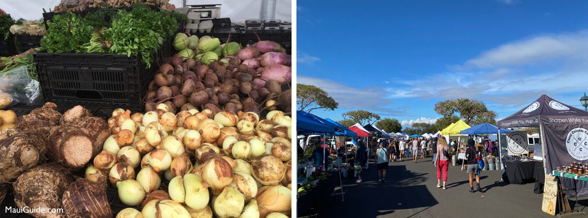 Local produce and stalls at Upcountry Farmers Market on Maui