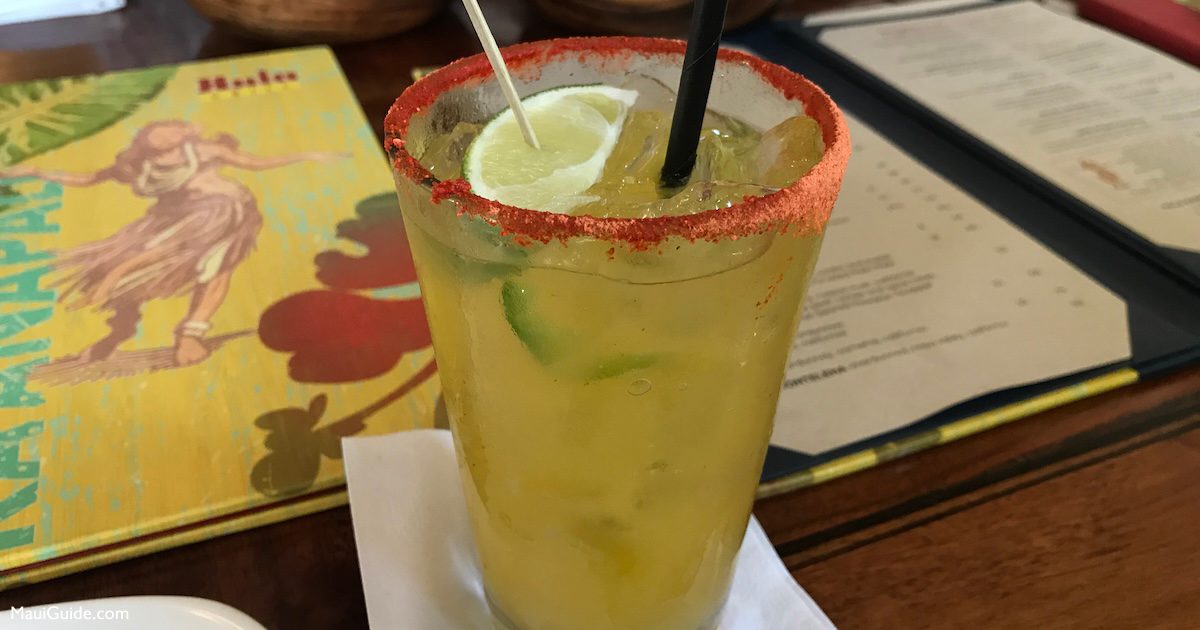 Lime-garnished cocktail at Hula Grill Kaanapali