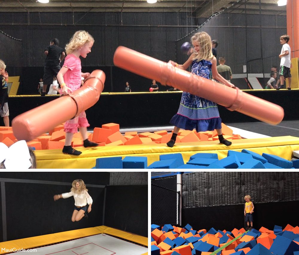 Foam jousting, trampoline jumping and a balance line at Ultimate Air Maui